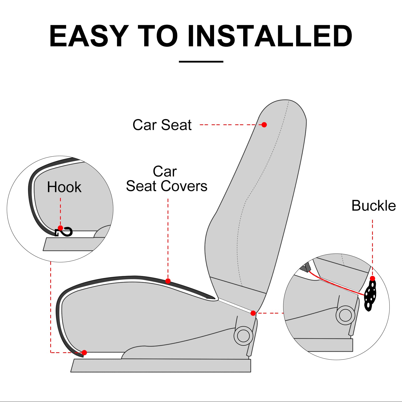 surpassme Comfortable Car Seat Covers Universal Front Seat Covers for Car Accessories, Padded Car Interior Covers for Automotive, SUV, Truck, and Van(Black)