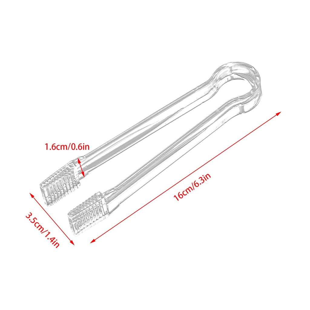 10 Pcs Plastic Buffet Serving Tongs, Clear Kitchen Tongs Mini Serving Utensil Tongs for Food Ice Salad Buffet Barbecue Cookies, 6.3 Inches