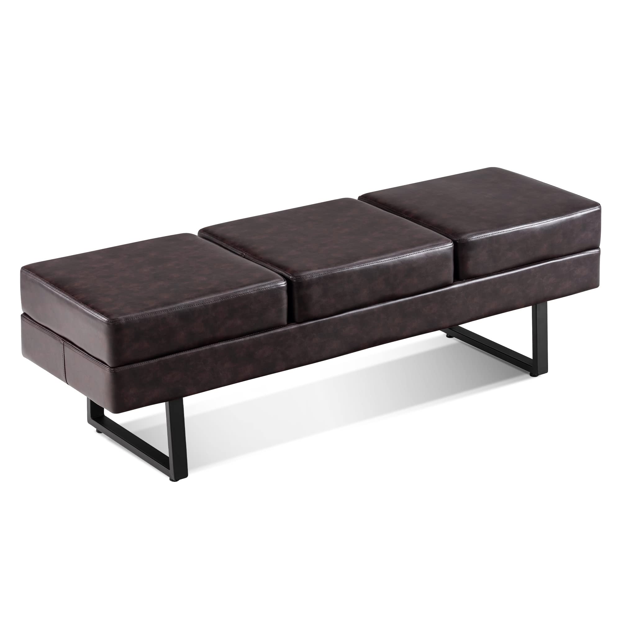 BarberPub Waiting Room Chairs, Heavy Duty Office Guest Reception Bench, Faux Leather Upholstered Lobby Chairs for Salon, Conference Room 7008 (Black)
