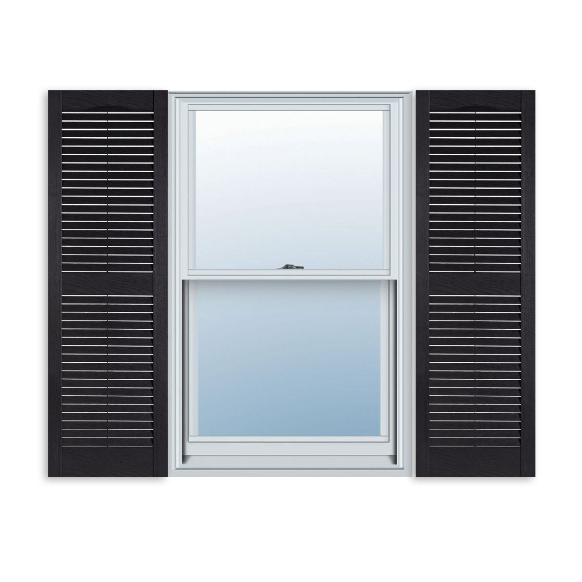 Exterior Solutions Standard Louver Exterior Vinyl Window Shutters, Black (Pair), 15 Inch x 35 Inch