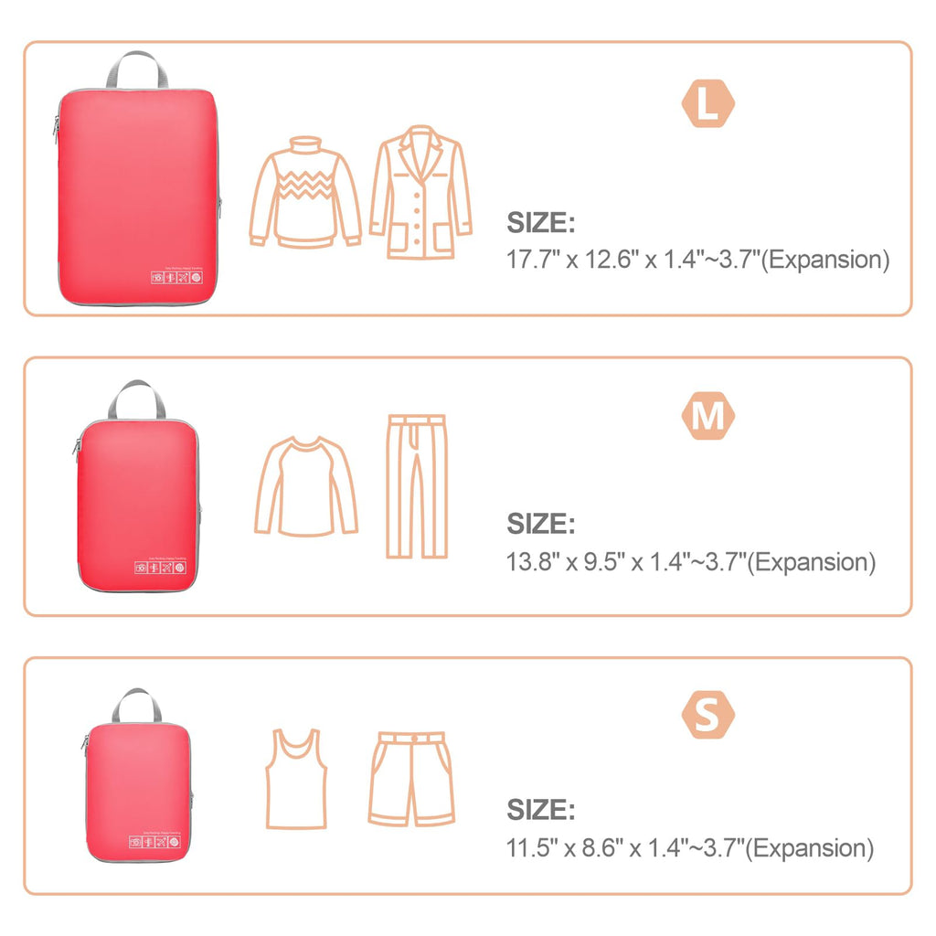 Cambond Compression Packing Cubes for Travel - Lightweight Expandable Travel Bags Luggage Organizers Travel Essentials Compression Cubes for Travel Space Saver for Carry on Suitcases Organizer