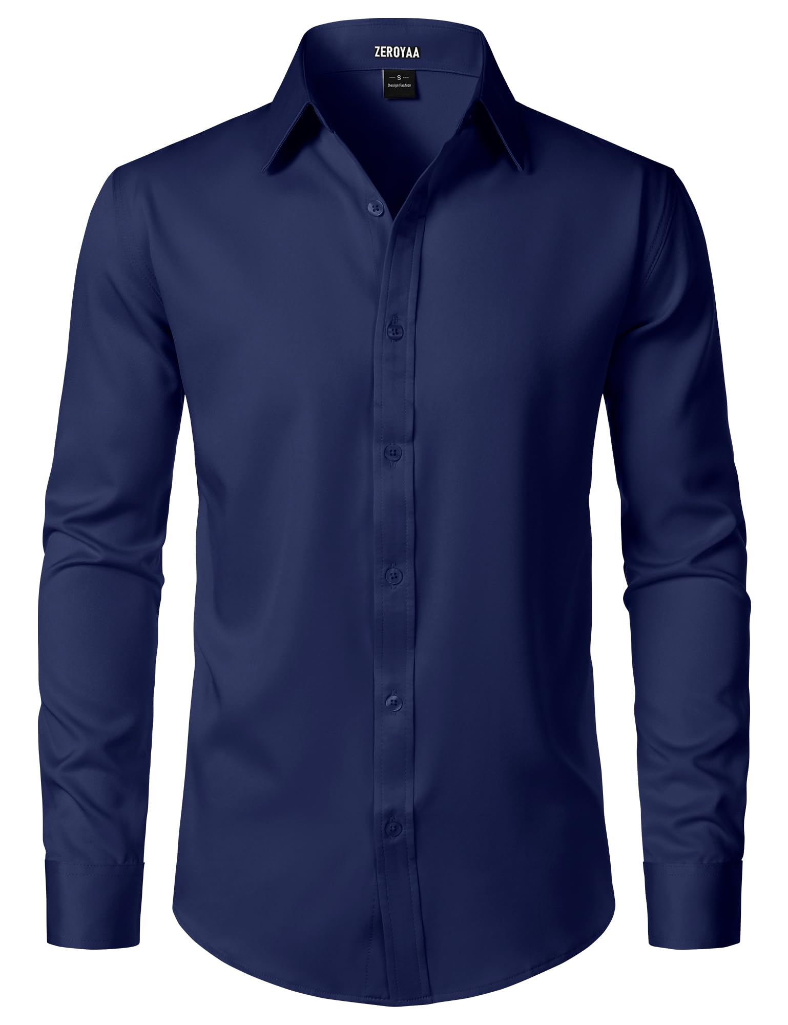ZEROYAA Men's Wrinkle Free Long Sleeve Dress Shirt Business Casual Modern Slim Fit Button Down Shirts for Wedding and Office