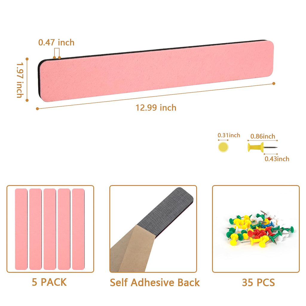 Felt Bulletin Board, 15.7''X 11.8'' corkboard Pin Board for Bedrooms Offices Home Wall Decoration, Self Adhesive Cork Board with 35 Push Pins for Paste Notes, Photos, Schedules (2 Pack)