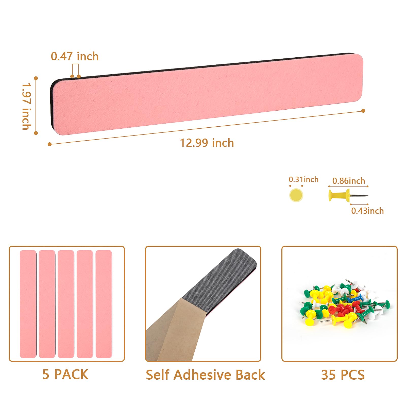 Felt Bulletin Board, 15.7''X 11.8'' corkboard Pin Board for Bedrooms Offices Home Wall Decoration, Self Adhesive Cork Board with 35 Push Pins for Paste Notes, Photos, Schedules (2 Pack)