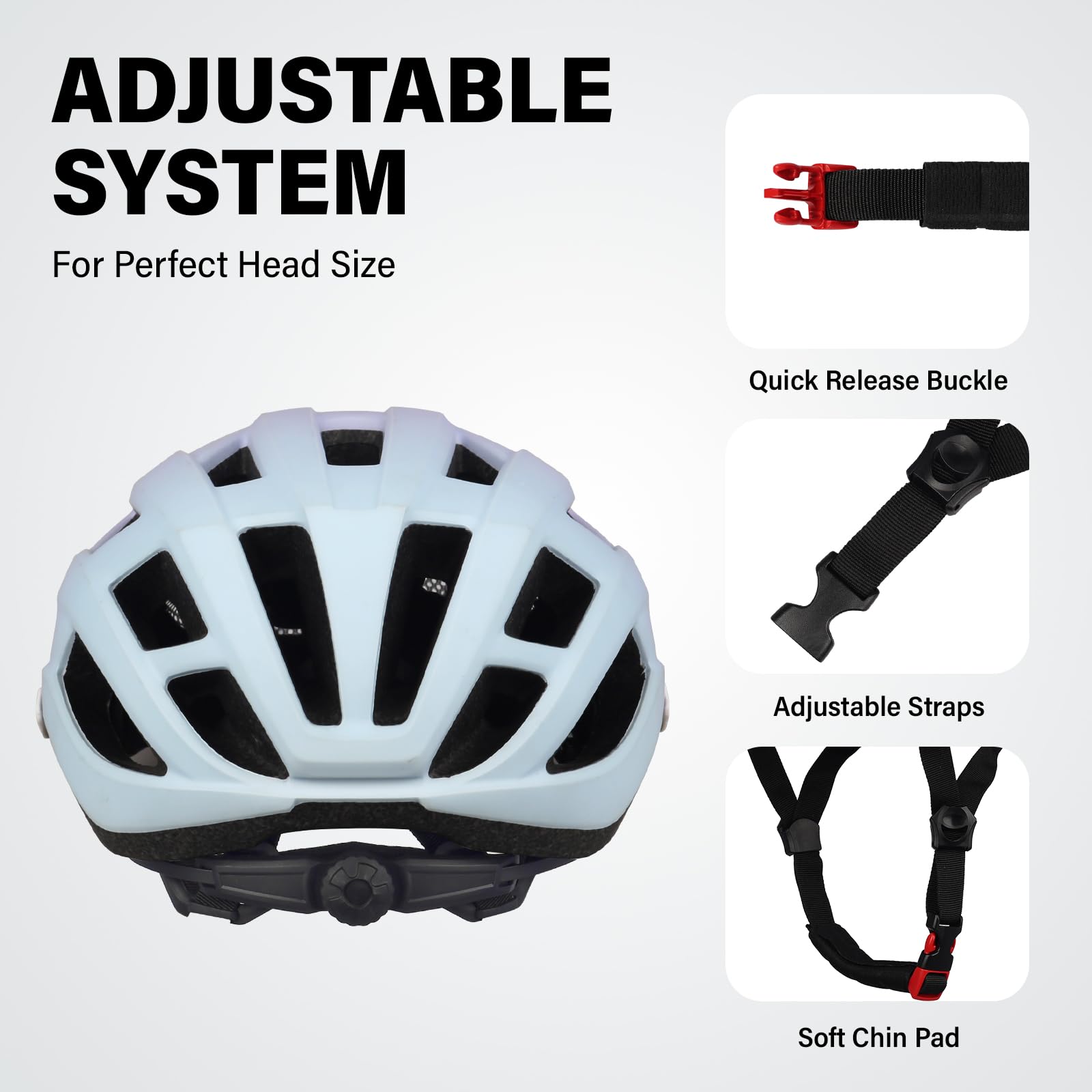 Youth Adult Road Bike Helmet, Men Women Adjustable Mountain Bicycle Helmet with Detachable Visor, 2 Sizes for Age 8-14+ Youth, Kids, Adult
