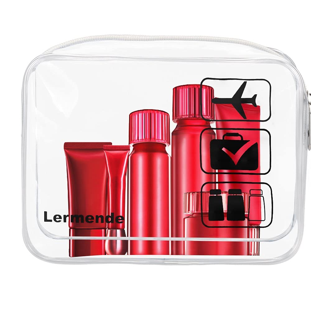 Lermende 2pcs Clear Toiletry Bag TSA Approved Travel Bag,Carry On for Travel,Airport Airline Accessories Compliant Bag,Quart Sized Makeup Cosmetic bag Women Men (Black, 2 Pack)