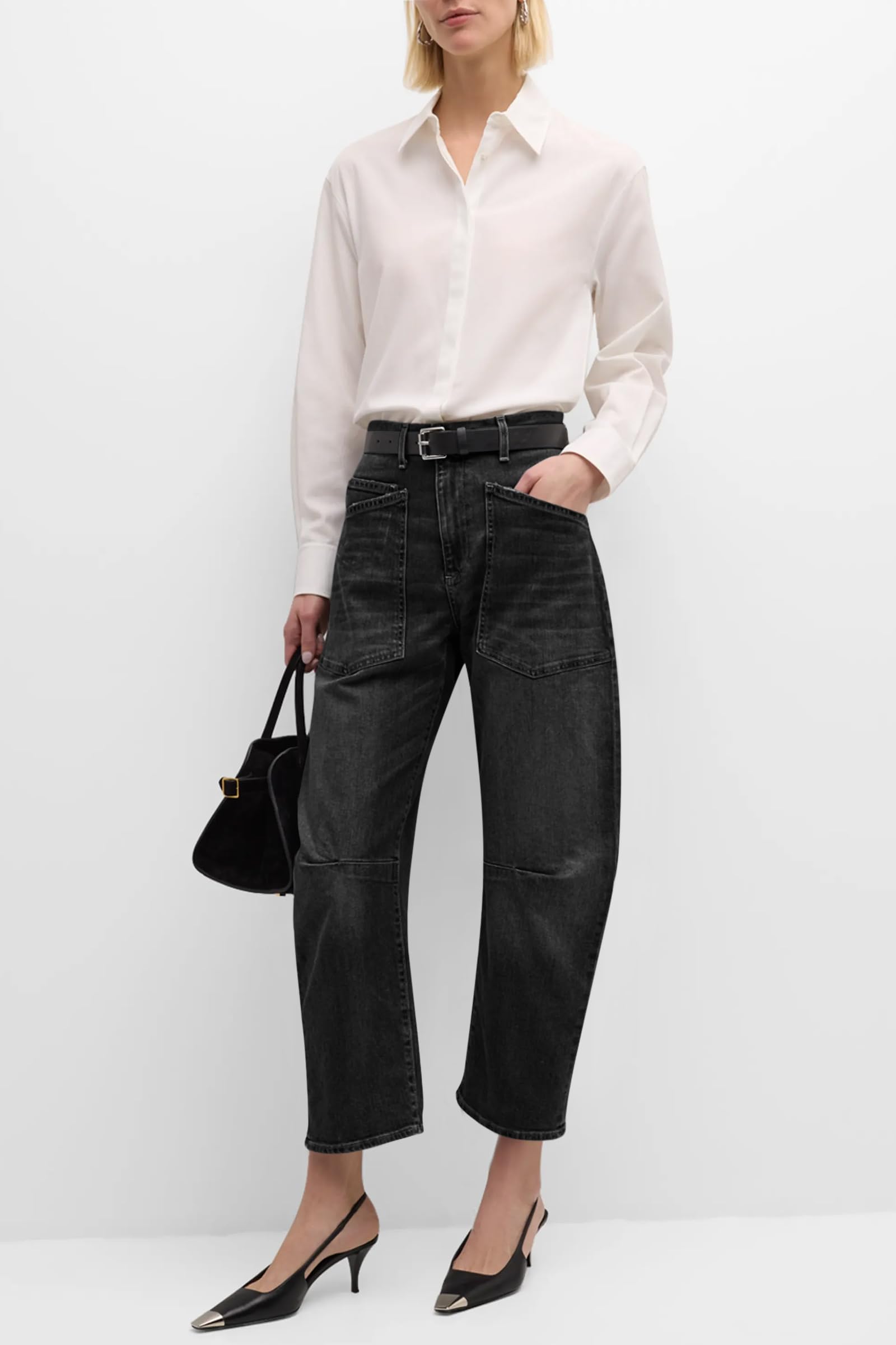PLNOTME Womens Barrel Jeans High Waisted Baggy Boyfriend Wide Leg Denim Pants with Pockets