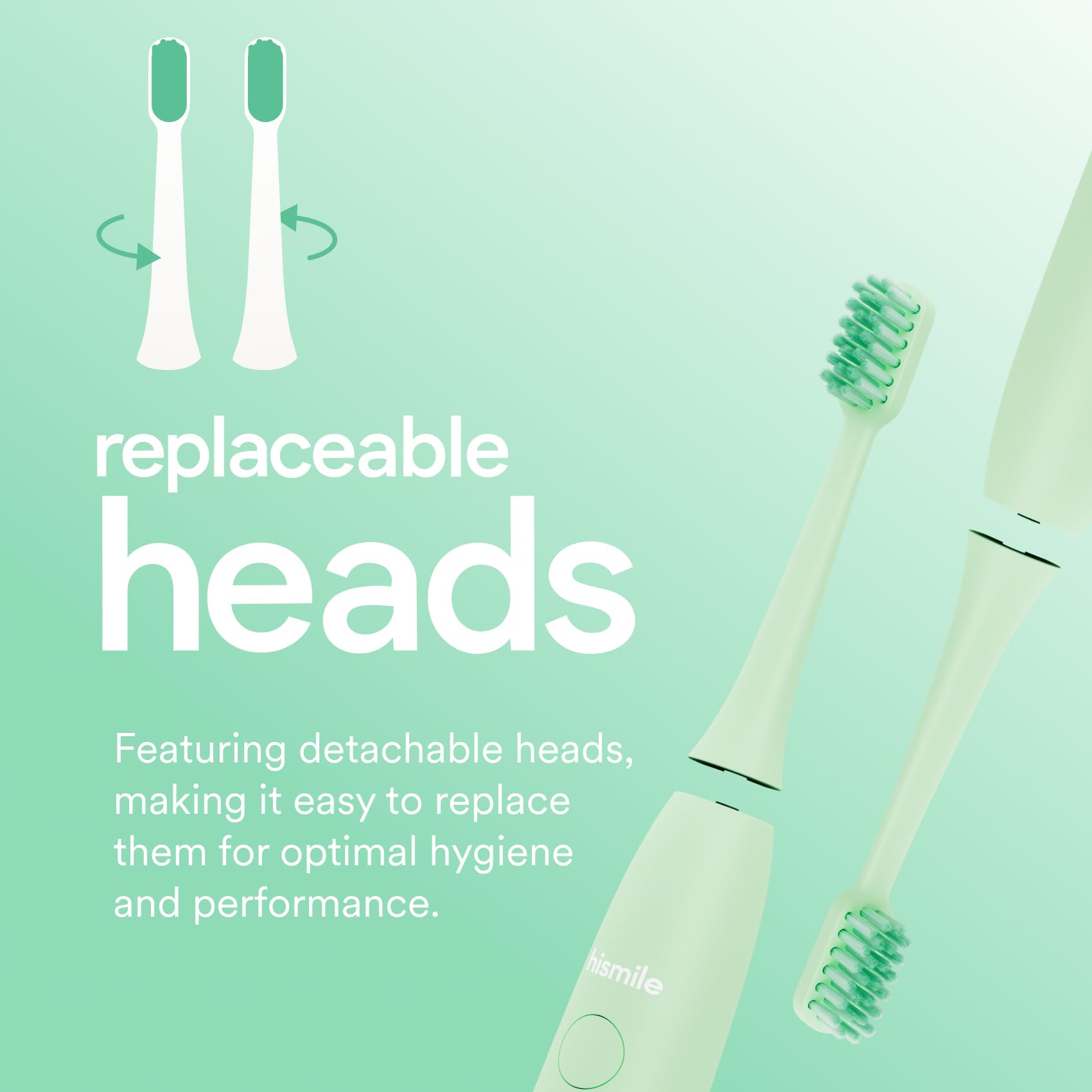 HISMILE Electric Toothbrush, 3 Brushing Modes, Smart Timer, Rechargeable Electric Tooth Brush for Adults and Children, Soft-Tapered Bristles, Mode Memory (Green)