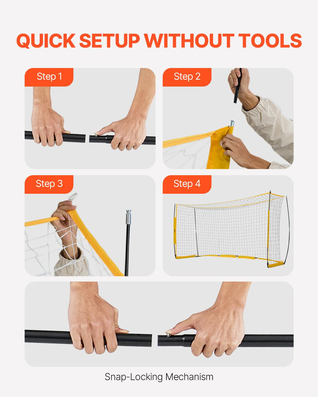 VEVOR Portable Soccer Goal, 12 x 6 ft Large Practice Soccer Net, Steel Fiberglass Structure Training Goal Set with Carry Bag, All-Weather Outdoor Use, for Backyards, Parks, School Fields