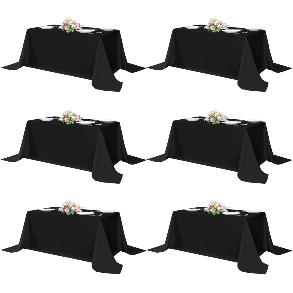 sancua Rectangle Tablecloths for 4ft Tables, 6 Pack - 60x84 Inch - Beige Washable Fabric Cloth Table Cloth for Wedding, Party, Birthday, Banquet, Reusable Polyester Table Covers