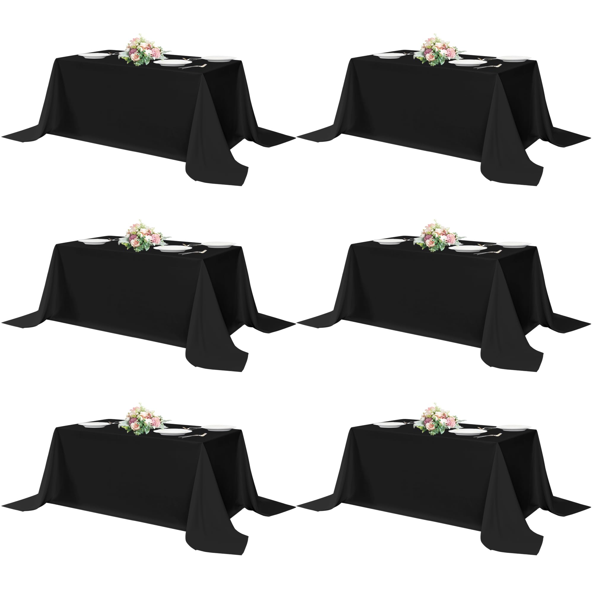sancua Rectangle Tablecloths for 4ft Tables, 6 Pack - 60x84 Inch - Beige Washable Fabric Cloth Table Cloth for Wedding, Party, Birthday, Banquet, Reusable Polyester Table Covers