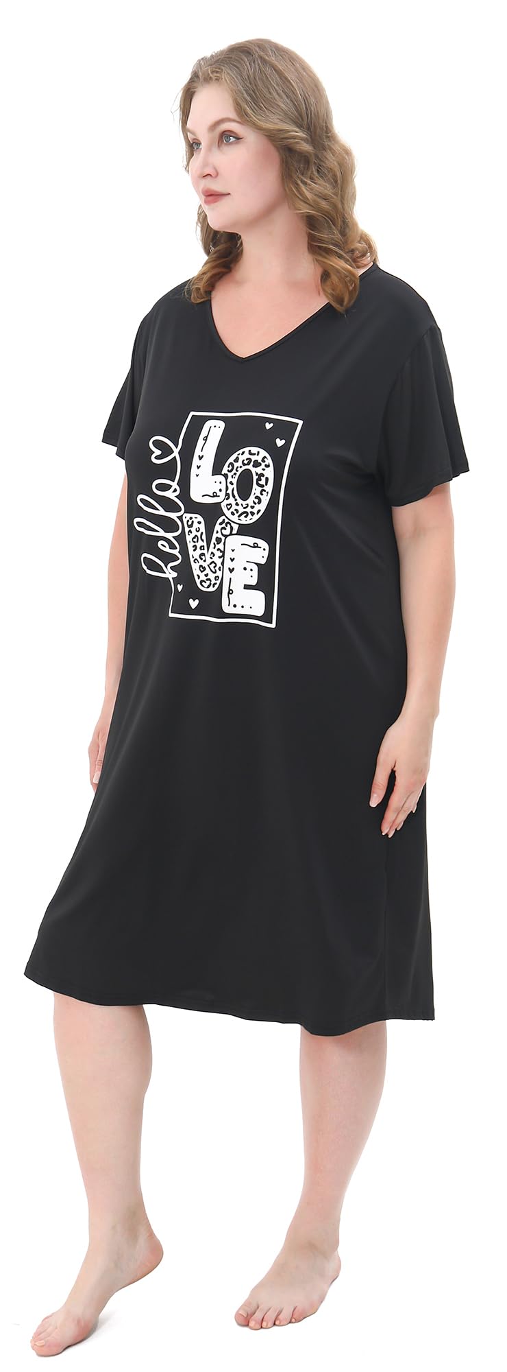 3 Pack Plus Size Women's Nightgown Soft Print Nightshirts for Women Short Sleeve Sleepwear