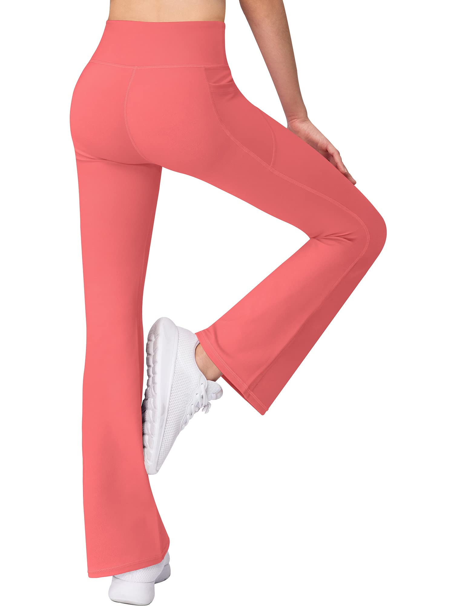 AENLLEY Girl Yoga Flare Wide Leg Tummy Control Stretchy Pants for Causal with Pockets 3 Pack