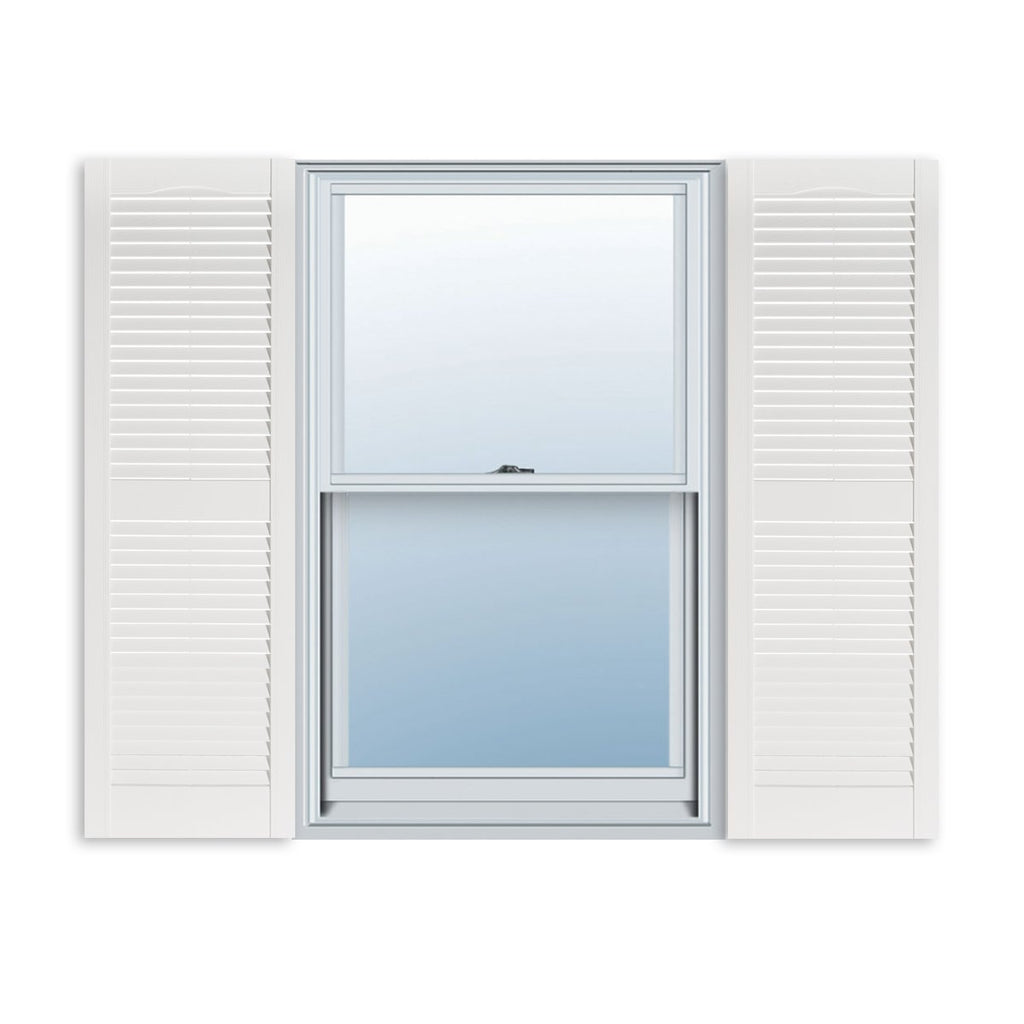 Exterior Solutions Standard Louver Exterior Vinyl Window Shutters, Black (Pair), 15 Inch x 35 Inch