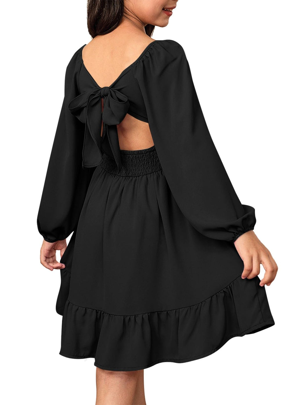 blibean Girls Fall Long Leeve Tie Back Dress Size 6-15 Years