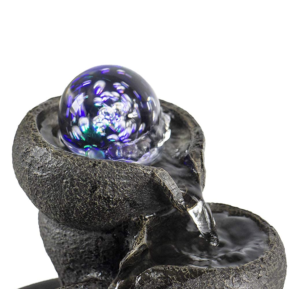 Ferrisland Tabletop Water Fountain, Zen Meditation Indoor Waterfall Fountain, Heart Shape Decoration with LED Light for Home Office Bedroom Relaxation Decor, Gift Ideas