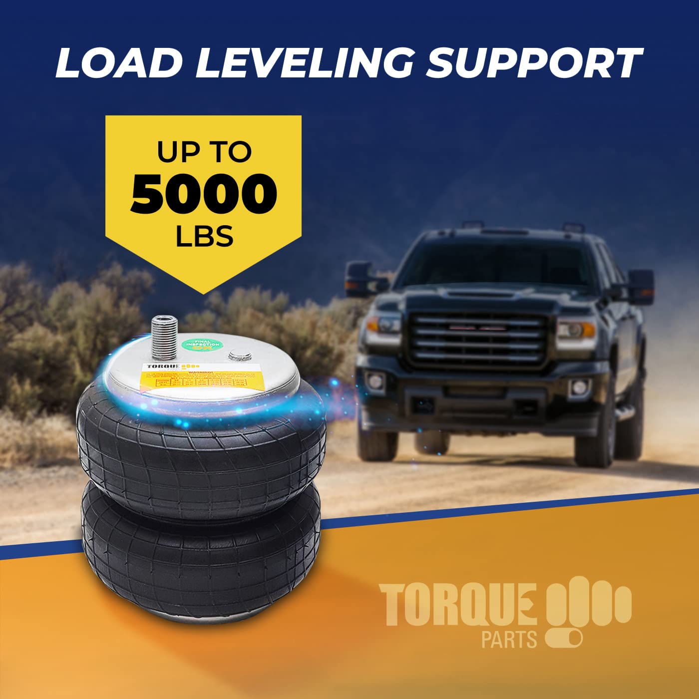 TORQUE Airbag Air Bag Suspension Kit compatible with 2007-2021 Toyota Tundra 2WD 4WD Rear Helper Bag Spring Towing 5000 lbs (Replaces Firestone Ride Rite 2445) (TR2445)