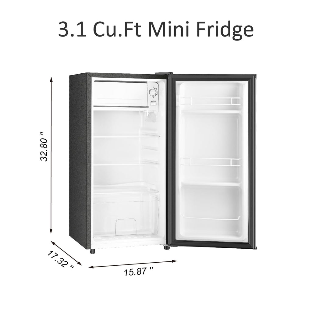 HAILANG 3.1 Cu.Ft Mini Fridge with Freezer, Single Door Mini Refrigerator, 5 Settings Temperature Adjustable, Compact Refrigerator for Apartment,Dorm, Office, Bedroom