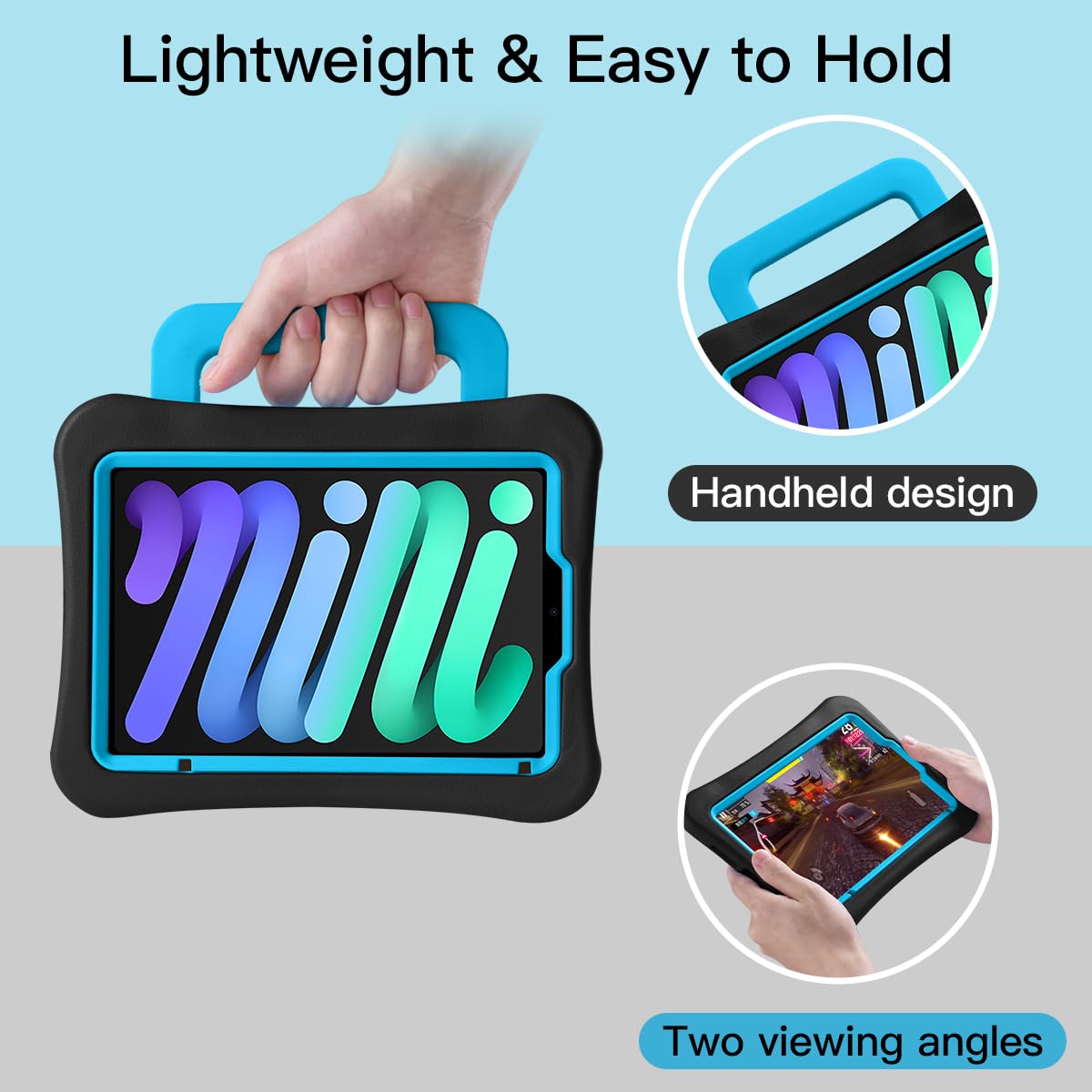 Kids Case for iPad mini 7 (A17 Pro) 2024 /iPad Mini6 2021, Light Weight Heavy Duty/Shockproof/Drop Proof with Handle/Kickstand, Child Friendly Cover for iPad mini 7th/6th Gen 8.3inch (red)