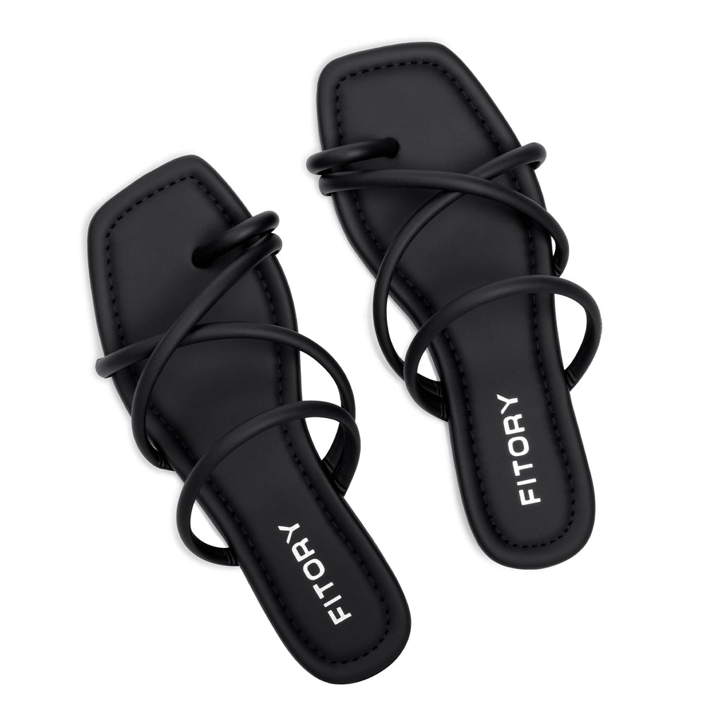 FITORY Women's Slide Sandals Flat Toe Ring Thongs with Cross Strap for Summer Size