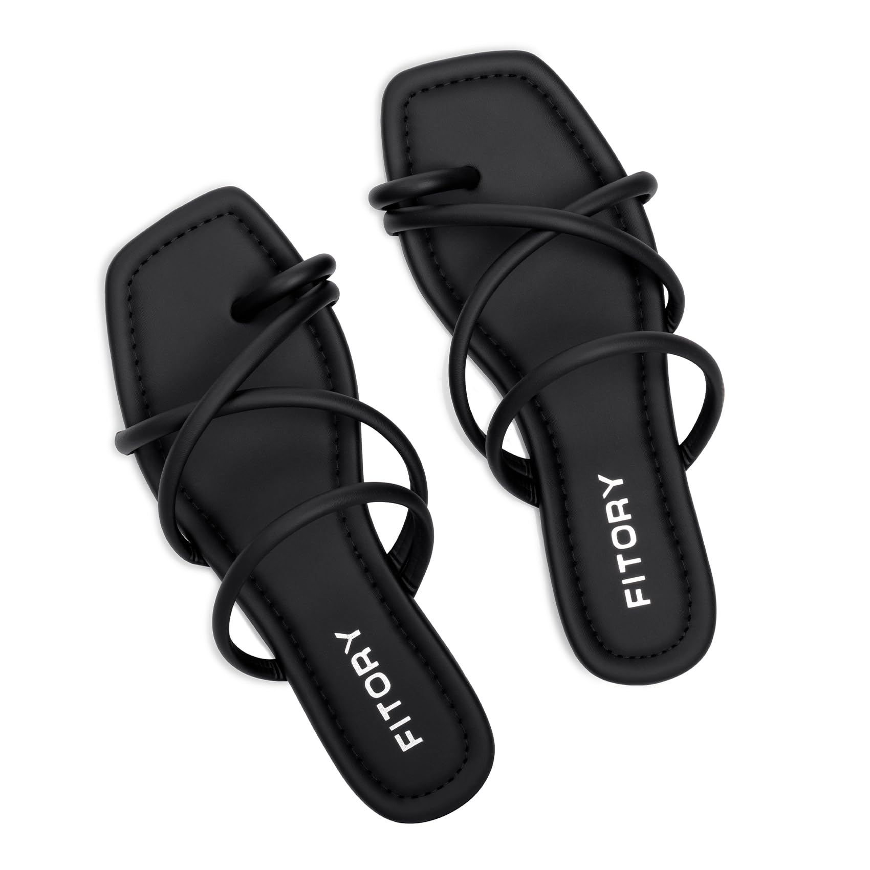 FITORY Women's Slide Sandals Flat Toe Ring Thongs with Cross Strap for Summer Size