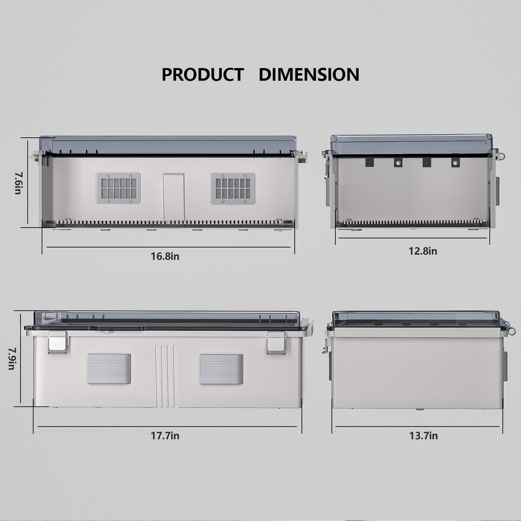 ABS Electrical Junction Box, Ventilated Design, Cable Grommets, IP65 Waterproof Enclosure, Indoor/Outdoor Use with Mounting Panel. (Clear Cover, 8.7"x6.7"x4.3")