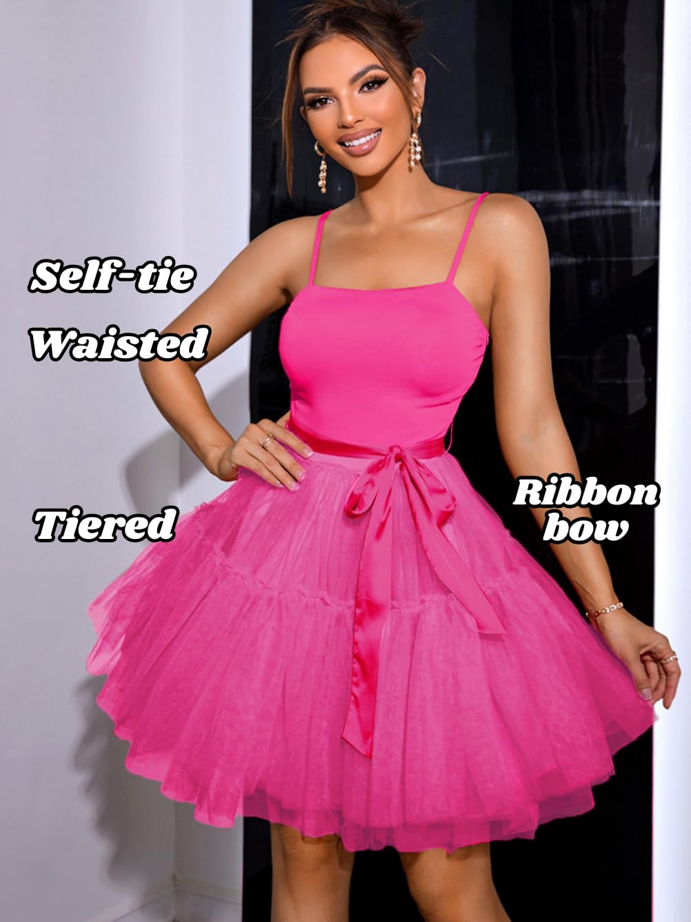Kaei&Shi Poofy Short Tulle Dress,Spaghetti Strap Semi Formal Dresses for Women,Elegant Birthday Outfit Homecoming Cocktail