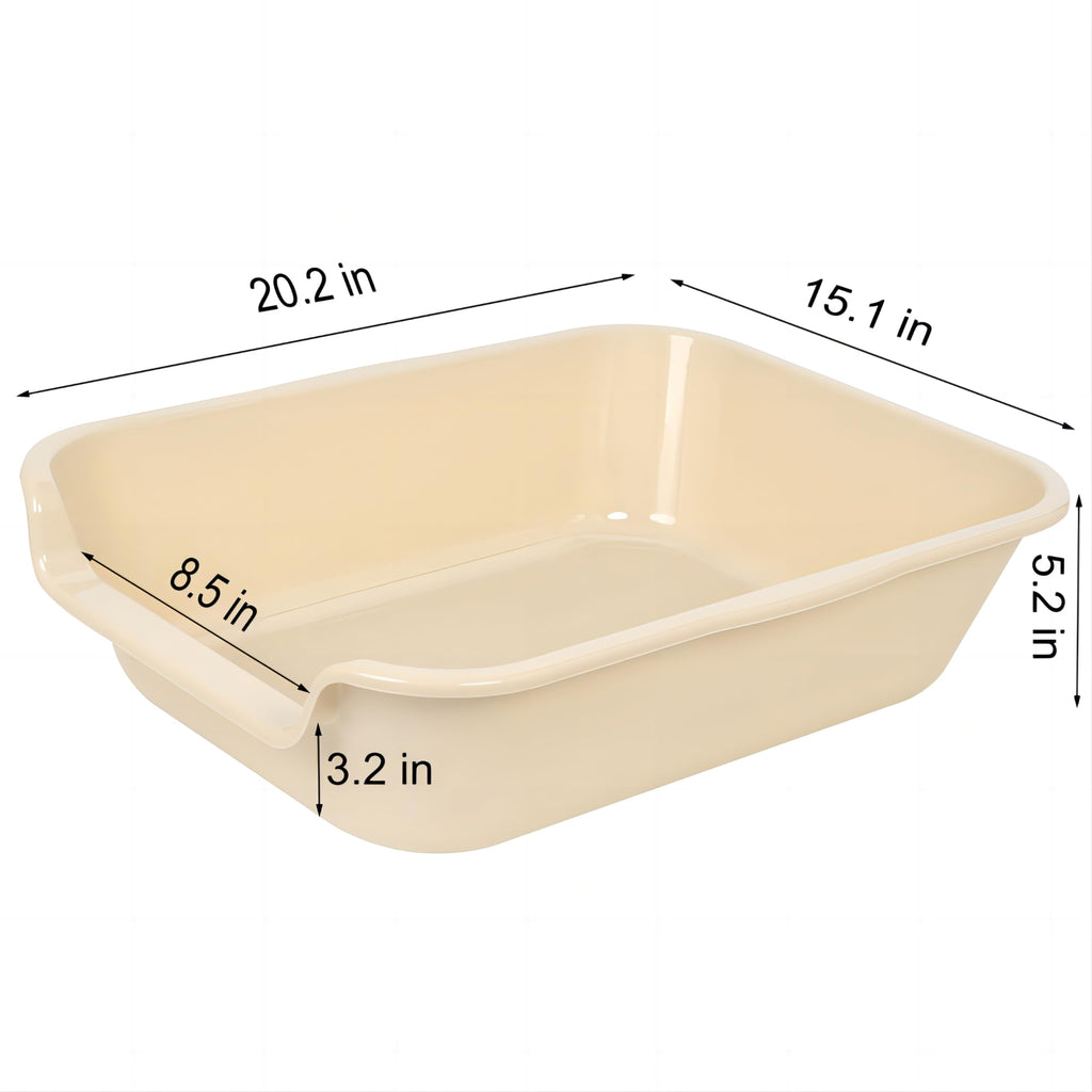 1 Pack of Extra Large Cat Litter Box (ABS Material), Low Entry Senior Litter Pen for Geriatric Kitty Big Cats, Jumbo Pet Safe Litter Boxes Tray for Pets Potty (Beach Sand, 20" L x 15.5" W)