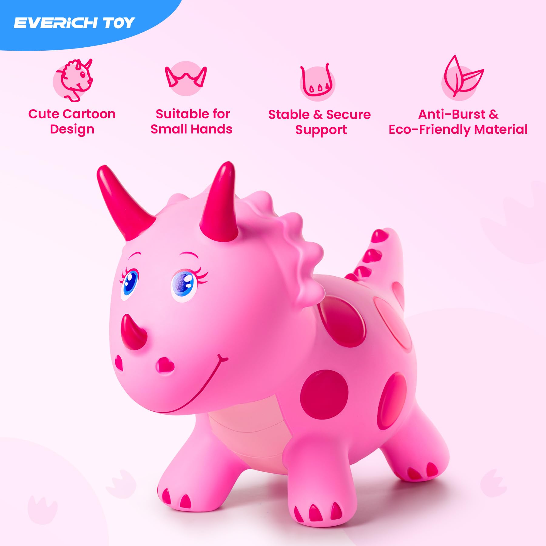 Kids Dinosaur Bouncy Animal Toys, Inflatable Triceratops Bouncer, Ride on Bounce Hopper, Indoor Outdoor Activity Birthday Gift for 18 Months 2 3 4 Years Old Boys
