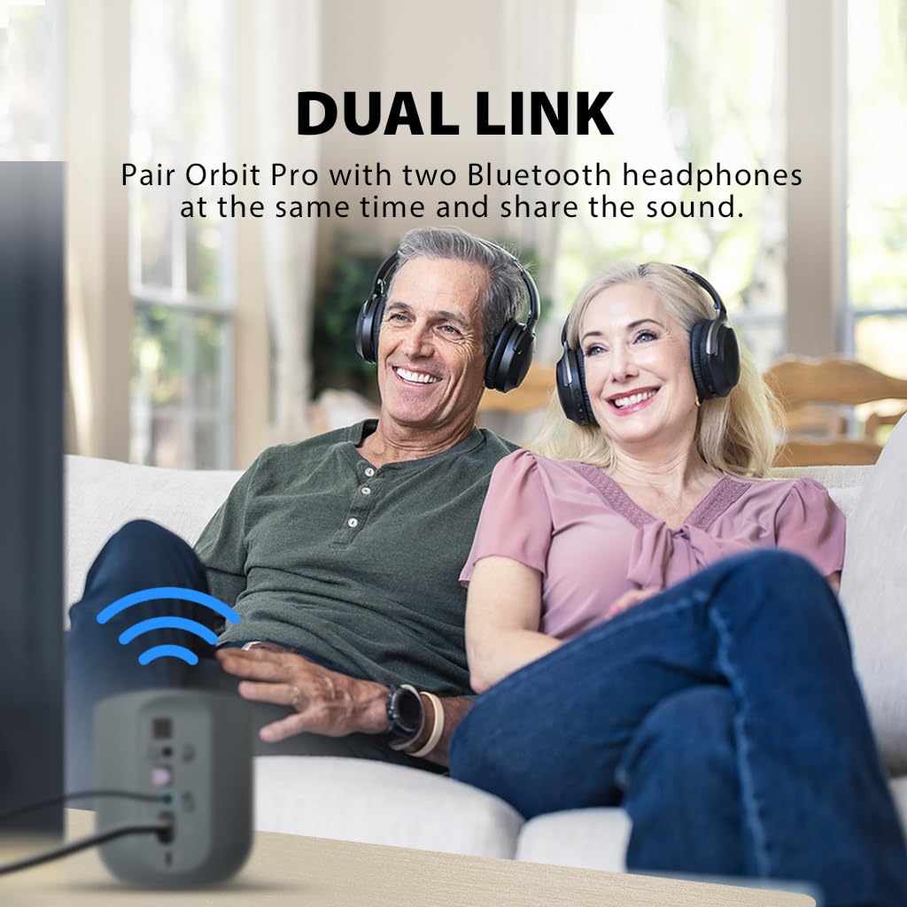 Avantree Orbit Bluetooth 5.0 Audio Transmitter for TV with 5.1 Surround Sound Passthrough Support, Class 1 Long Range, LED Display, Dual Link, 100% TV Compatibility Delivers No Lip sync Delay
