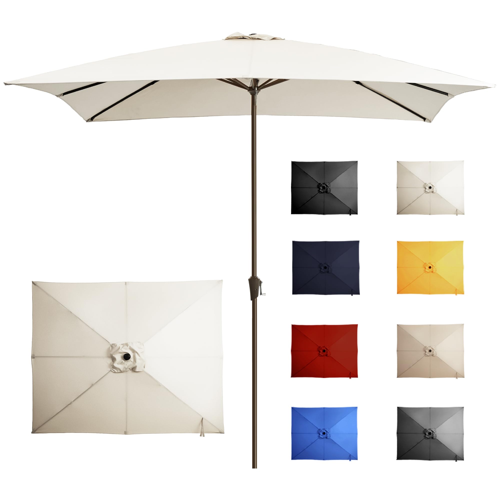 Ayge 6.5x10FT Rectangular Patio Umbrella Outdoor Table Umbrella w/Push Button Tilt & Crank Rectangle Market Umbrella UV Protection for Garden,Deck,Lawn,Yard & Pool,Beige