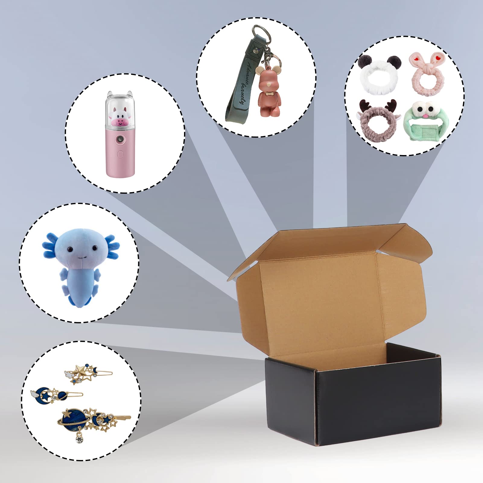 EXYGLO 40 Pack 6x4x3 Shipping Boxes, Black Corrugated Cardboard Boxes for Packaging Small Business, Moving, Shipping, Mailing, and Storing