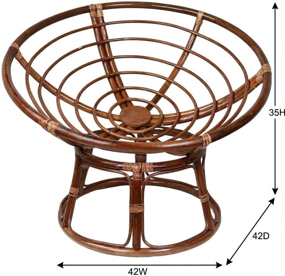 International Caravan Bali 42-inch Modern Wicker/Rattan Brown Rattan Papasan Chair Replacement Frame