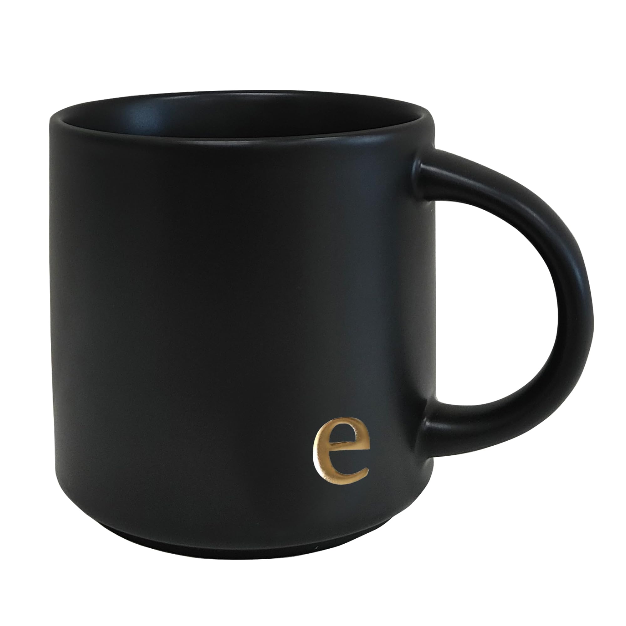 COLLECTIVE HOME - Black Monogram Ceramic Mugs, 15 oz Golden Initial Coffee Cups, Elegant Alphabet Tea Mugs, Personalized Halloween Mug with Gift Box, Perfect for Office and Home Décor (a)