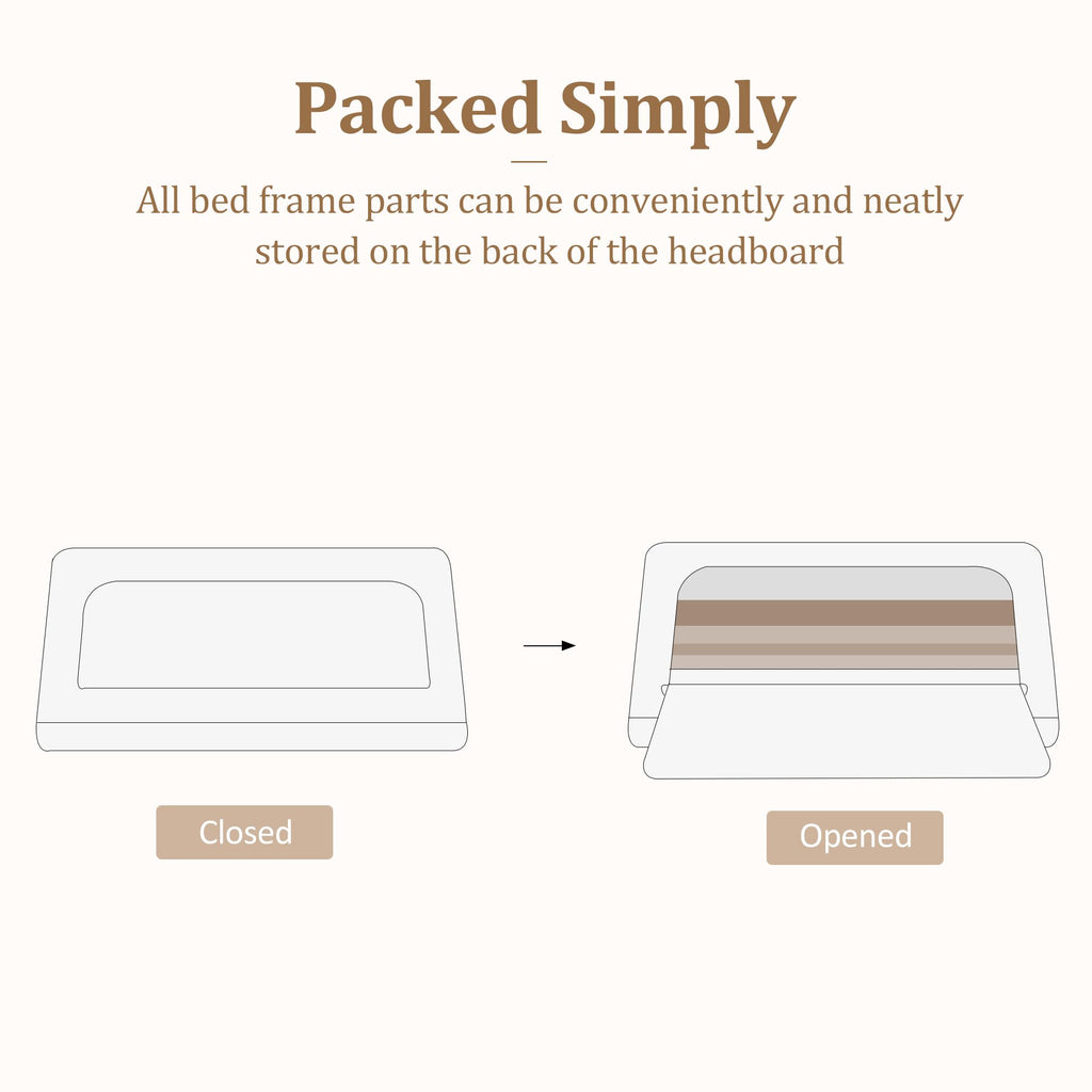 CXVX Full Size Platform Bed Frame with Upholstered Headboard, Button Tufted Design, Strong Wooden Slats, No Box Spring Needed, Easy Assembly, Noise Free