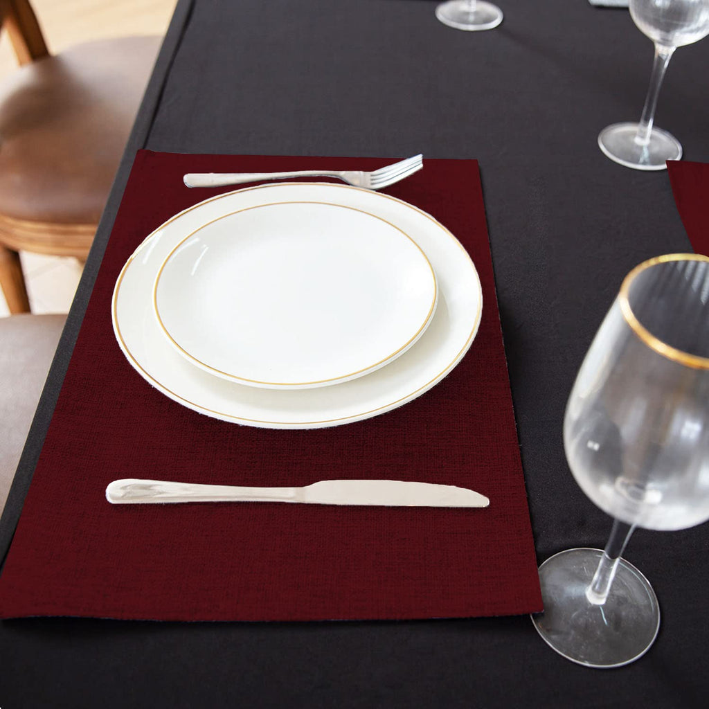 Cloth Placemats Set of 8, Linen Type Fabric Placemats Machine Washable Heat Resistant Placemats Wrinkle Free Thick Polyester Kitchen Place Mats for Dining Table (Beige)