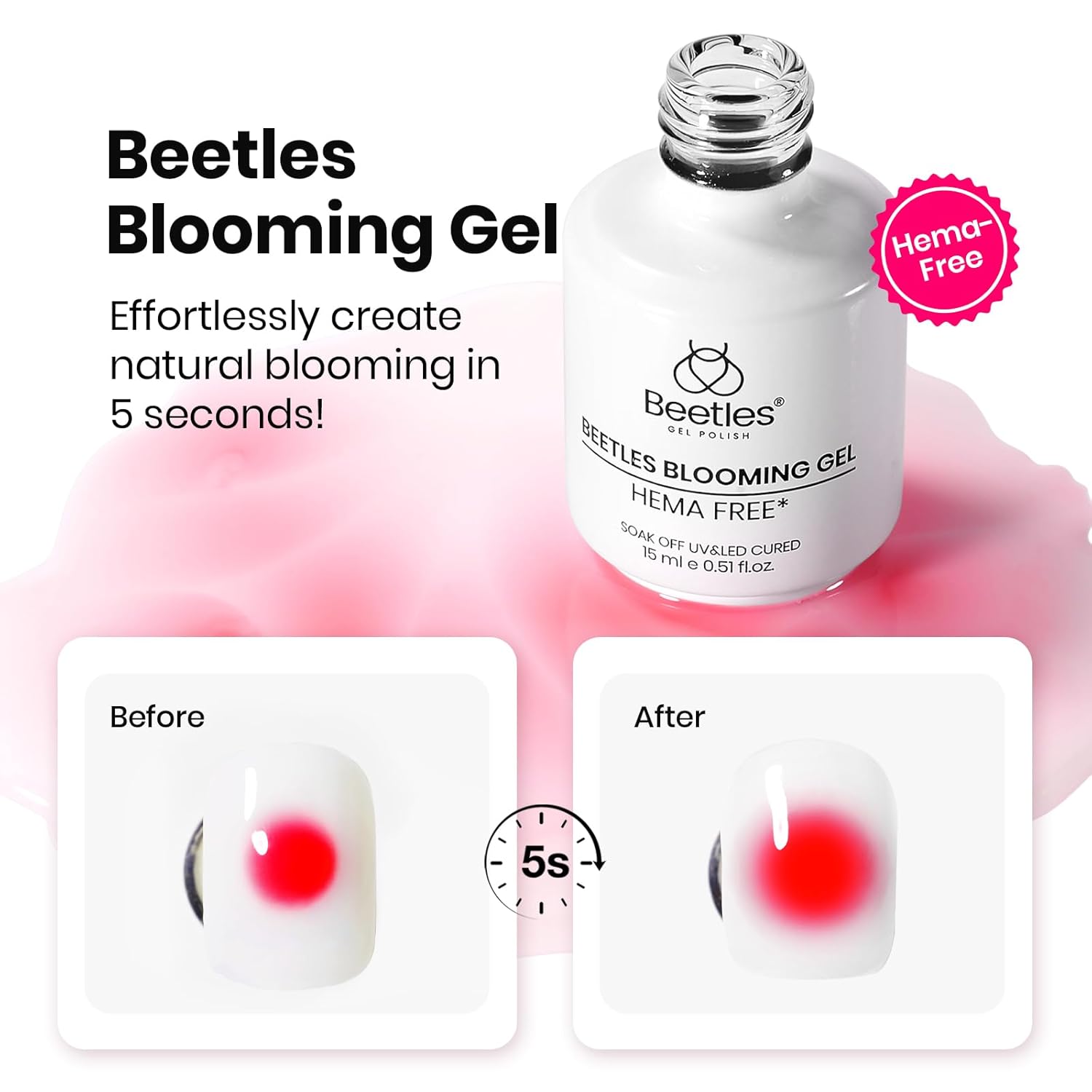 Beetles 2Pcs 15ml Gel Base and Top Coat Set - Upgrade No Wipe Extra Glossy Top Coat Finish for Gel Nail Polish, Soak Off UV/LED Lamp Needed, Essentials for Long-Lasting Manicure Kit