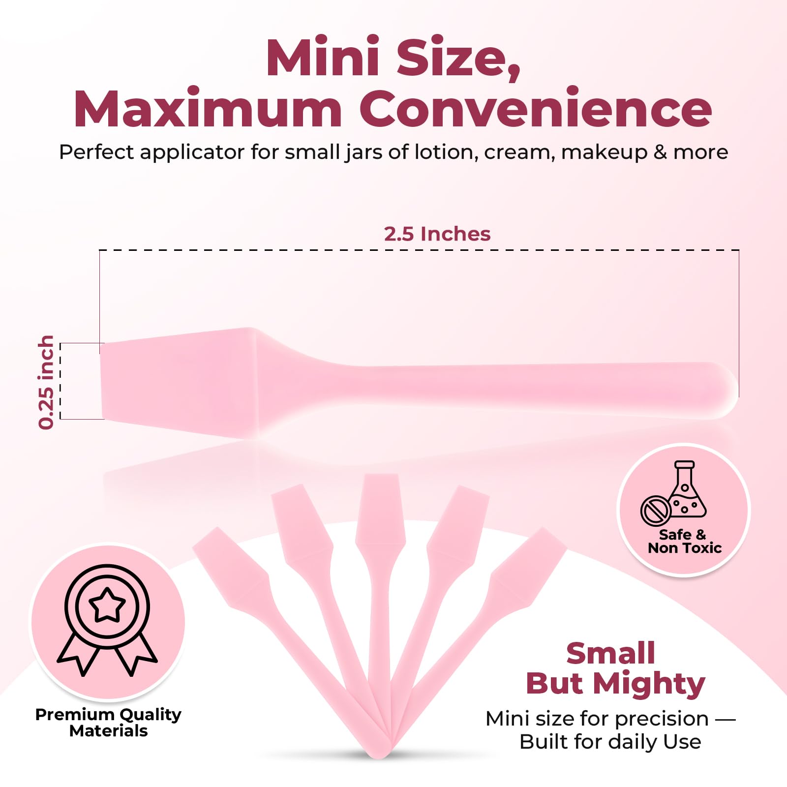 Kopperko Mini Lotion Spatula (2.5", 100 Pack) - Mini Spatula for Cosmetics, Creams & Crafts | Ointment Applicator for Mixing, Skincare, Face Mask | Disposable Lotion Applicator for Face | Black