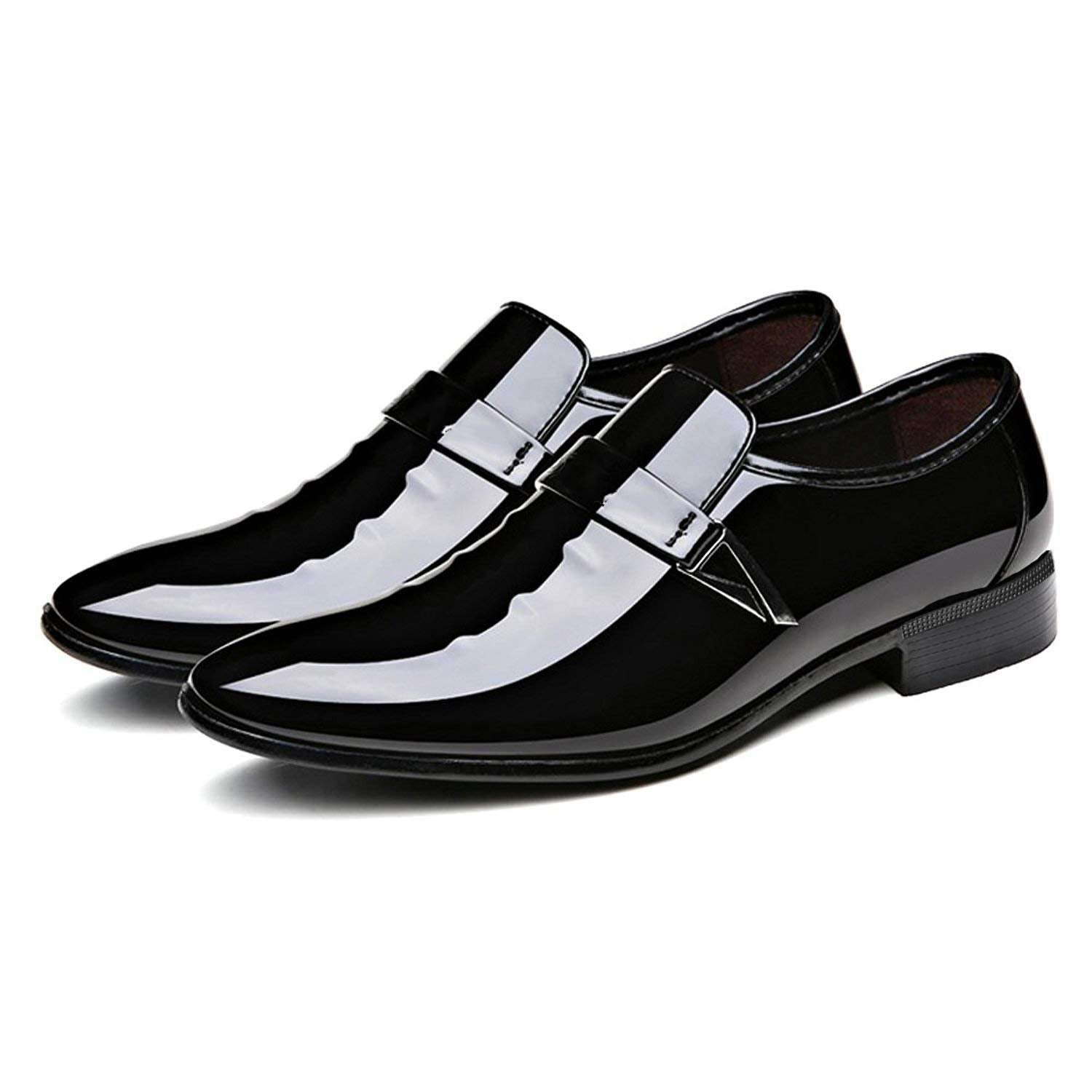 ZZHAP Men's Pointed-Toe Tuxedo Dress Shoes Casual Slip-on Loafer