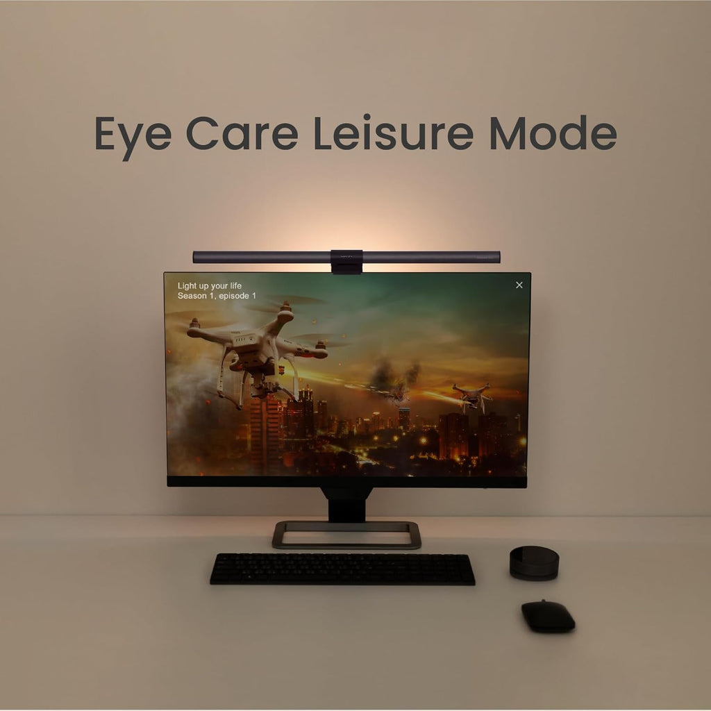 BenQ ScreenBar Halo LED Monitor Light Bar - Wireless Controller, Backlight, Adjustable Brightness/Color Temperature, Eye-Care Light Bar, No Screen Glare, Space-Saving, USB Powered Lamp