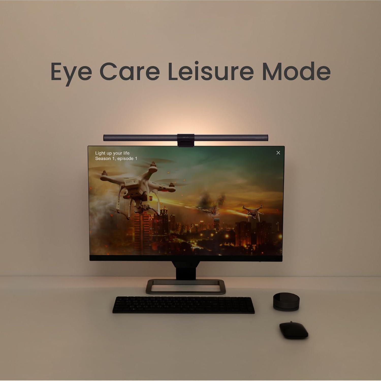 BenQ ScreenBar Halo LED Monitor Light Bar - Wireless Controller, Backlight, Adjustable Brightness/Color Temperature, Eye-Care Light Bar, No Screen Glare, Space-Saving, USB Powered Lamp