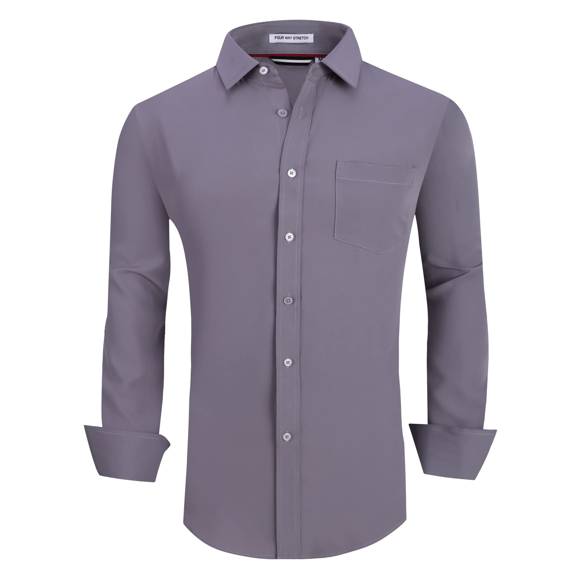 Alex Vando Mens Dress Shirt Wrinkle Free Regular Fit 4-Way Stretch Button Down Shirts