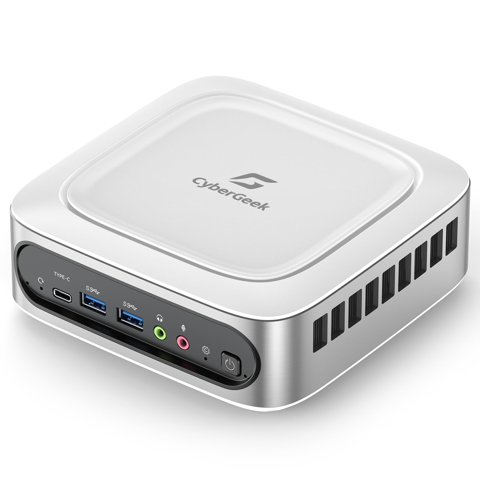 CyberGeek Nano J1 Linux Mini PC, Intel N5095A Quad-Core, 4GB RAM, 128GB PCIe SSD, 4K Dual Display, WiFi, Type-C, RJ45, VESA, Ubuntu OS