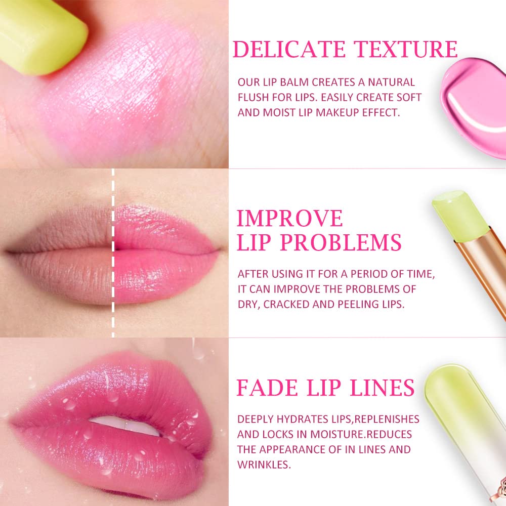 evpct 2Pcs Blueberry Tinted Lip Balms PH Lip Color Changing Lipstick Balm Stain Gift Set Queen for Women Girls Korean Mood Long Lasting Color Change Light Pink Lipstick Lip Tint Plumper Gloss
