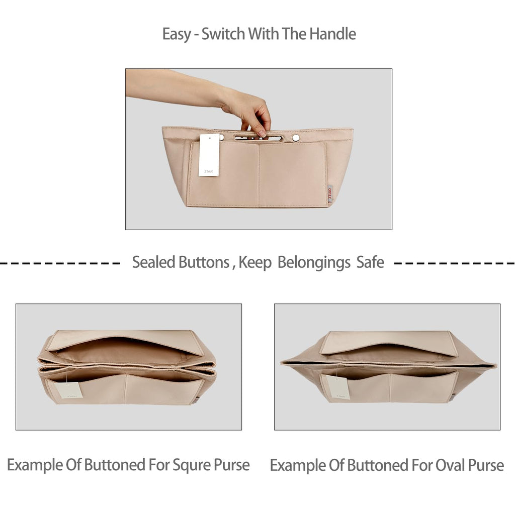 ZTUJO Purse Organizer Insert For Handbag & Tote Shaper,Tote Bag Organizer Insert For Speedy Neverful, 6 Sizes(Small, Silky Brown)
