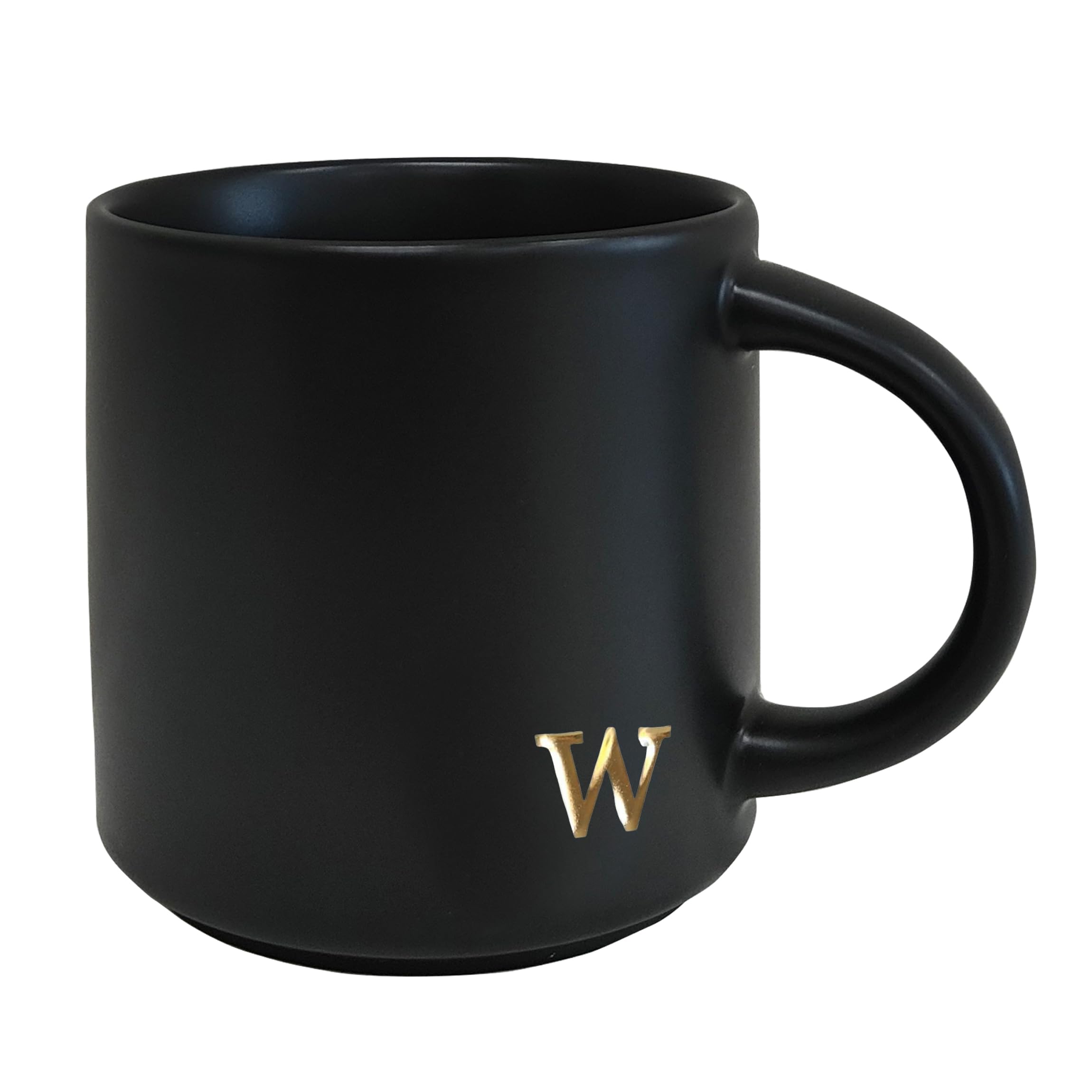 COLLECTIVE HOME - Black Monogram Ceramic Mugs, 15 oz Golden Initial Coffee Cups, Elegant Alphabet Tea Mugs, Personalized Halloween Mug with Gift Box, Perfect for Office and Home Décor (a)
