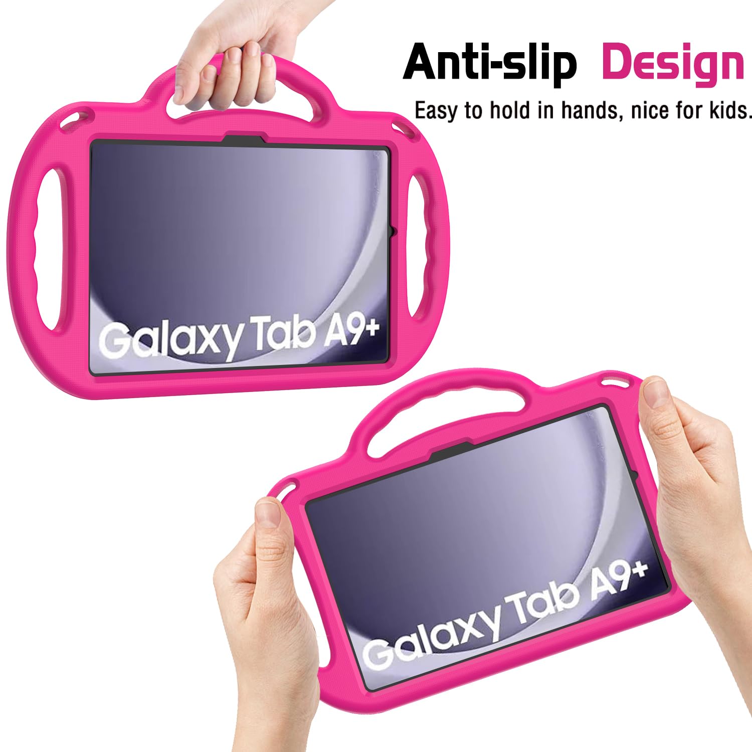 AVAWO Kids Case for Samsung Galaxy Tab A11+ Plus/A9+ Plus 11 Inch Case, with Strap, Shockproof Lightweight Handle Stand 2025/2023 Model with Lanyard, Black