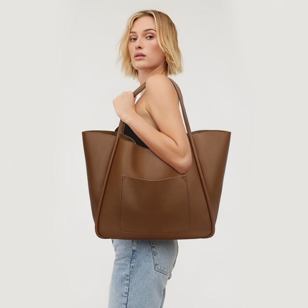 KKXIU Tote Bag for Women Vegan Leather Shoulder Purse Large Capacity Travel Bag