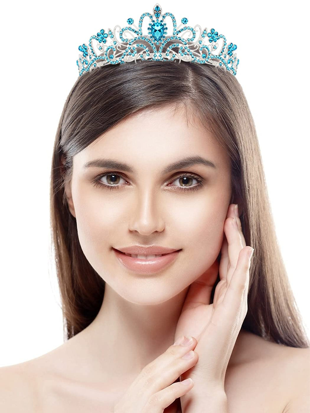 COCIDE Birthday Silver Tiara and Crowns Kit - Silver Tiara, Crown, Sash, Rhinestone Headband, Glitter Sash for Women & Girls Birthday Party Decorations