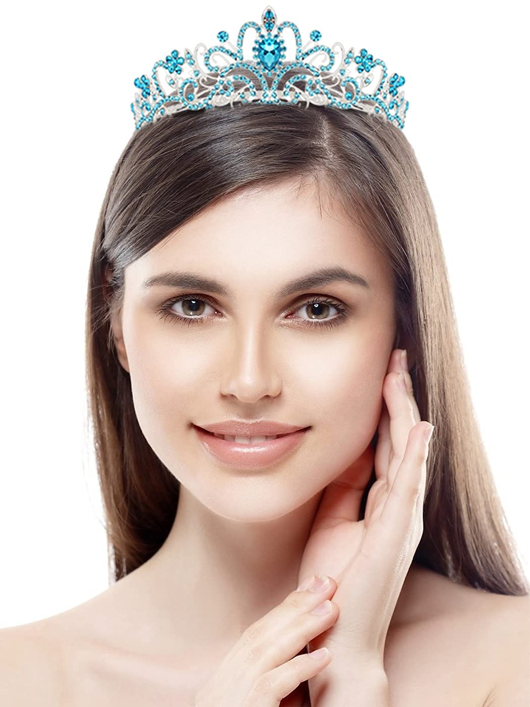 COCIDE Birthday Silver Tiara and Crowns Kit - Silver Tiara, Crown, Sash, Rhinestone Headband, Glitter Sash for Women & Girls Birthday Party Decorations
